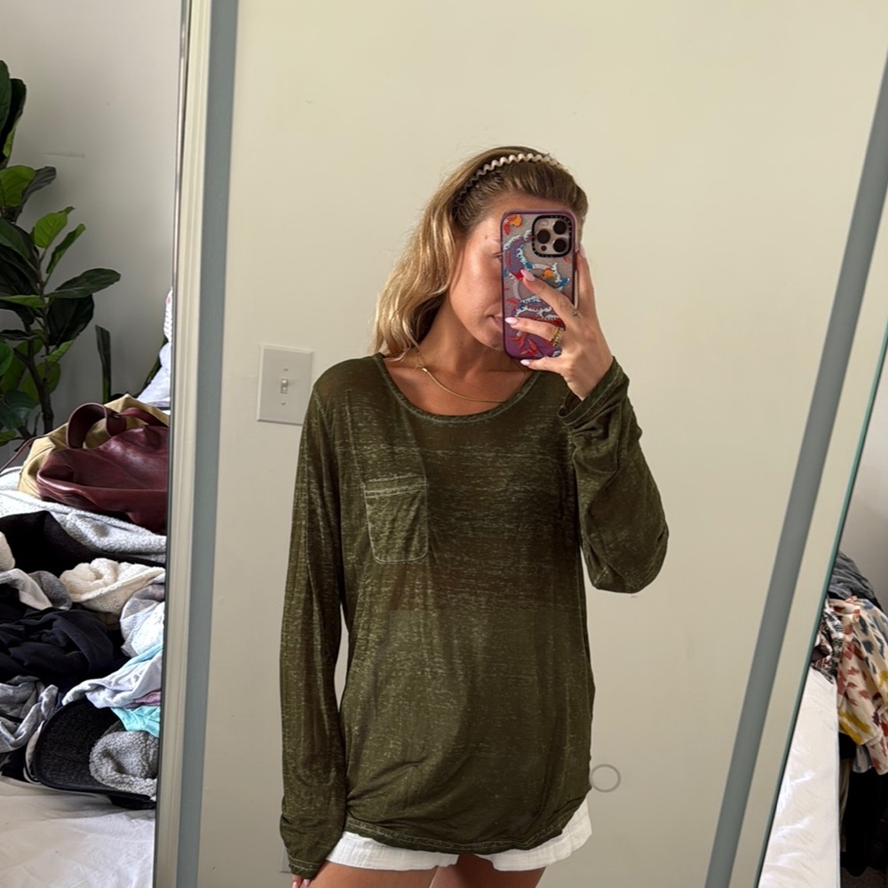 Olive Green Women's Long Sleeve Top
